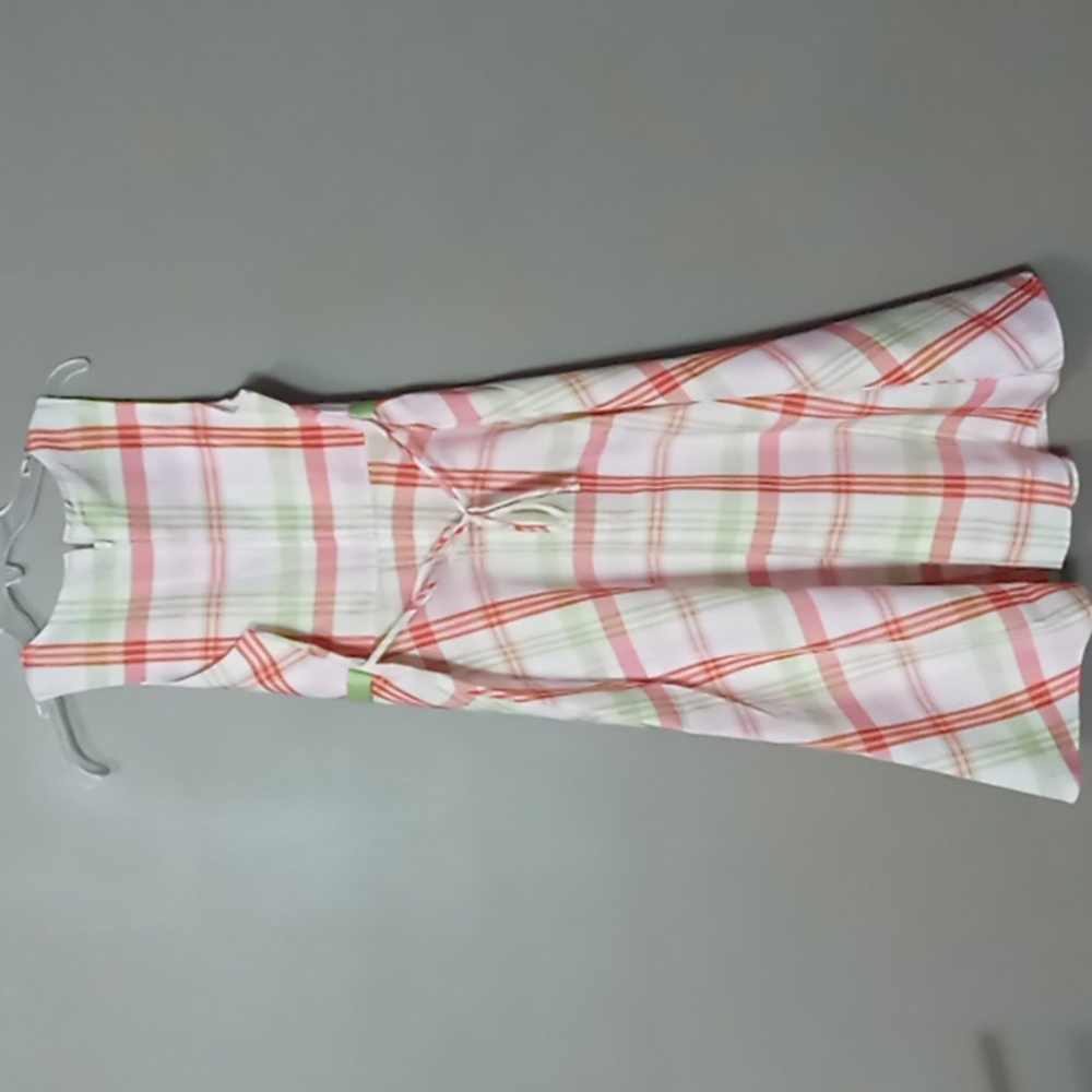 Bonnie Jean Spring Plaid Dress w Front Ribbon Bow Size 16 1/2 Junior - Picture 2 of 7